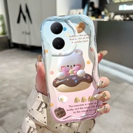 HP Casing For VIVO Y78 5G Y78+ 5G Y36 Y27s Y77 5G Y77E 5G Y27 5G Y36 5G Y77T Case Bear Dessert Patte