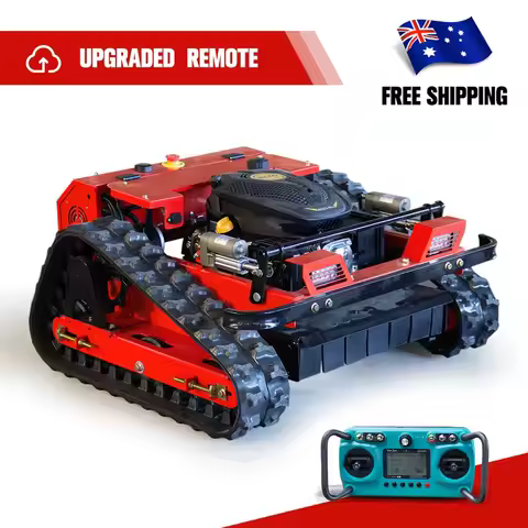 Red Remote Control Lawn Mower Tracked Brush Cutter RC Mower for Garden Orchard Hill Grass Cutting Ma