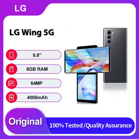 Original Unlocked LG Wing 5G F100N/F100VM/F100TM Fingerprint 128GB/256GB 8GB RAM Android 10 6.8 inch