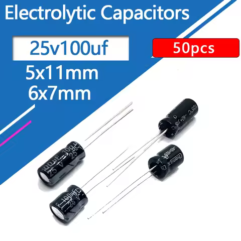 25V100UF 6.3x7mm 5x11mm Aluminum Electrolytic Capacitor 100uf 25v 100uf25v 25v100mf 100mf25v 25v100M