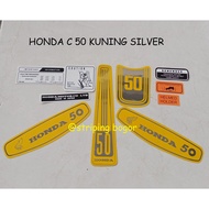 Motorcycle Sticker Striping HONDA C 50 Yellow Silver Trim