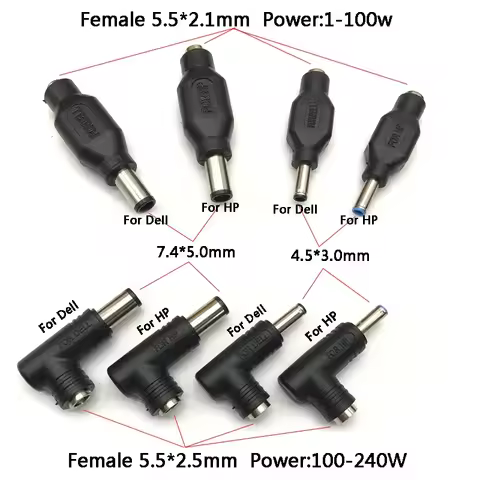 DC4.5 X 3.0mm 7.4 X 5.0mm DC Male To 5.5 X 2.1mm DC2.5mm Female Power Plug Adapter Connector with Ch