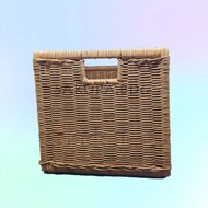 K79M - Rattan basket frame handle 2 brown M 34x24x26 cm hampers laundry clothes storage drawer