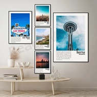 City Posters, Chicago Art, Las Vegas Art, New York Art, San Francisco Art, Seattle Art, Skyline City Art Travel Landscape Poster GDFK