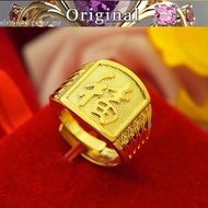 Thick 916 blonde hair Fucai 916 gold male ring yellow 916 gold jewelry wellso