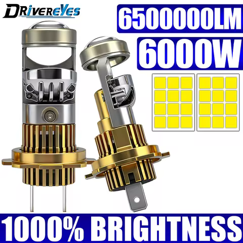 2x H7 H4 H11 LHD LED Lights 6000W Mini Projector Lens H8 H9 HB3 9005 HB4 9006 9012 HIR2 Hi/Lo Beam C