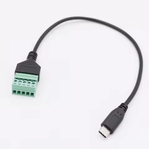 1Pc USB-C USB 3.1 Type-C Male to 5 Pin Screw Connector with Shield Solderless Terminal Plug Adapter 