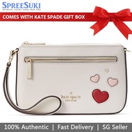 Kate Spade Wristlet In Gift Box Convertible Sweet Heart Wristlet Bag Leather Parchment Off White # KA613