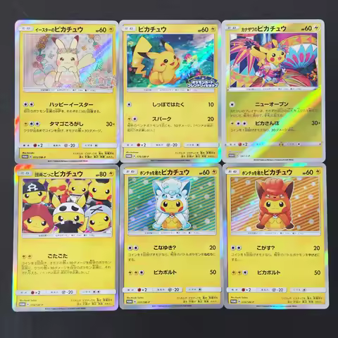 6Pcs PTCG Proxy Card Pokemon Alolan Vulpix Pikachu SM-P Promo Color Flash Cards Japanese version DIY