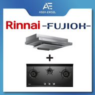 FUJIOH FR-FS2290R 90CM SLIMLINE HOOD + RINNAI RB-3CGN 3 BURNER INNER FLAME GLASS GAS HOB