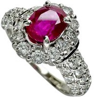 Size 11 Burmese Ruby 0.78ct Diamond 1.04ct Ring in Pt900 Platinum 5.8g