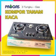 Kompor Gas Progas Kaca Tanam 3 Tungku