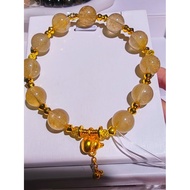 10mm Venus Gold Rutilated Wrist 16cm (+RM100 per bead for extension)