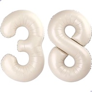 Cream White Number 38 83 Balloon for First Birthday Decorations,40 inch Huge Beige 38th 83th Birthda