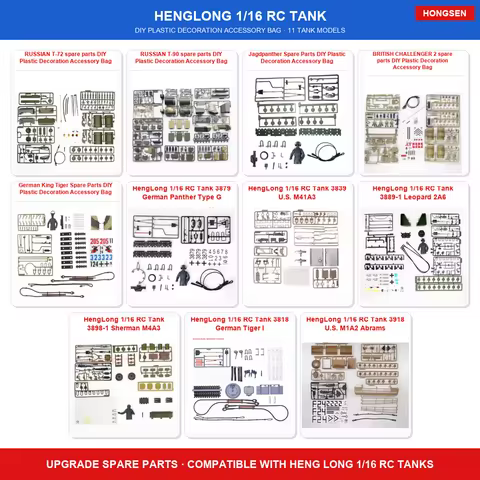 HengLong 1/16 RC Tank DIY Plastic Decoration Accessory Bag for Tiger I M1A2 Abrams Leopard Sherman M