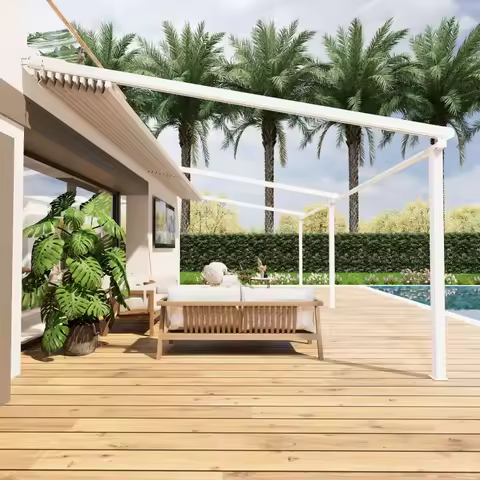 3x3M 4X4M 5X5M 5X6M Motorized Folding Roof Pergola Canopy Aluminum Frame PVC Retractable Roof Awning