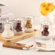 1/4pcs New Combination Cute Teddy Bear Glass Aromatherapy Candles For Halloween, Suitable For Weddin