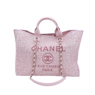 Chanel Deauville 金蔥沙灘手提肩背二用包(A66941-粉紅)