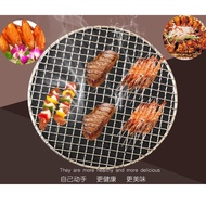 Korean Style 304 Stainless Steel Wire Mesh Grill Round BBQ Grill Double-Edged Fine-Toothed Outdoor Grill Rack Household-Round BBQ Grill Rack Roast Net Grate Barbecue Baking Pan