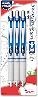 Pentel EnerGel Pearl Deluxe RTX Retractable Liquid Gel Pen, (0.7mm), Accent, Blue Ink, 3 Pack (BL77WBP3C)