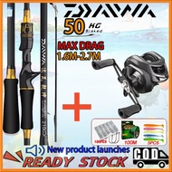 DAIWA Casting Set Murah Pancing Set Reel bc Corbon Rod Casting Mesin Casting Joran Pancing Set