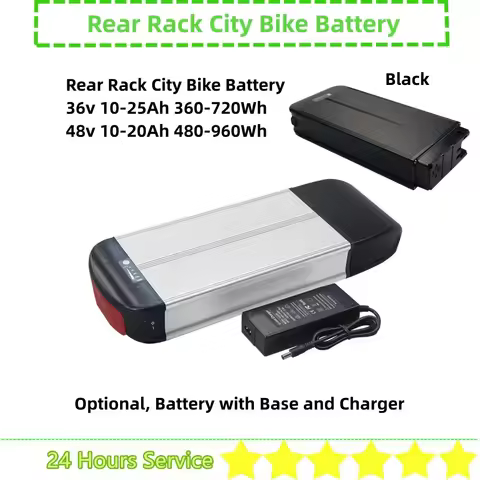 36V Electric City Bike Ebike Battery Rear Rack Carrier 36V 10Ah 10.4Ah 13Ah 17Ah 20Ah 48V 10Ah 10.4A