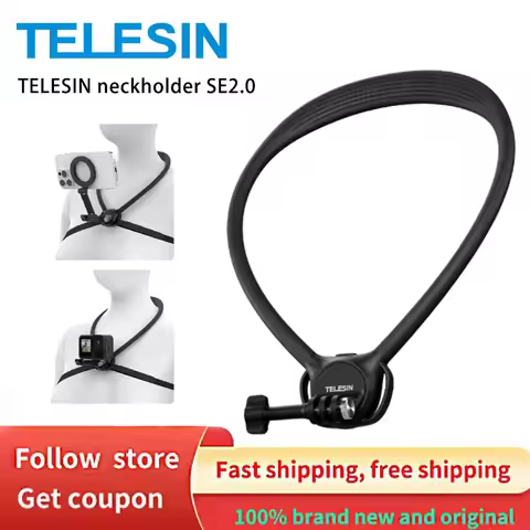 TELESIN 2 in 1 Neck Hold Mount FOR GoPro Insta360 DJI OSMO Action, Universal Phone & Action Camera S