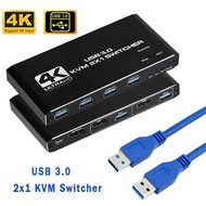 Winstong Tech USB สวิตช์ KVM 3.0จอภาพคู่ HDMI 2พอร์ตสวิตช์ Kvm คอมพิวเตอร์4K 60Hz 2จอและ1เมาส์และคีย์บอร์ด