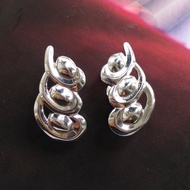 Vintage Jewelry 西洋古董飾品 MONET 銀色調 對稱 夾式耳環