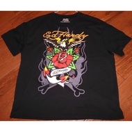 ED Hardy Pure Cotton Rose Black Eagle Pattern T-shirt for Men and Women, Versatile Top