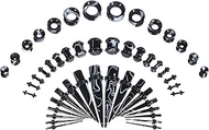 Ear Stretching Kit Gauges for Ears 50Pcs 14G-00G Ear Gauges Expander Set Acrylic Ear Tapers and Plug