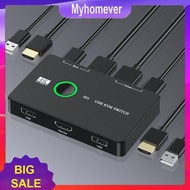 HD KVM Devices Keyboard Mouse Printer KVM Hub Adapter Equipment for 2 PC Sharing