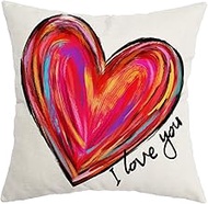 AACORS Valentine's Day Pillow Cover 18X18 Inch Heart I Love You Decor Pillow Case Holiday Farmhouse 