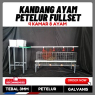 FULLSET GALVANIZED LAYING CAGE 4 ROOMS 8 CHICKENS -