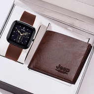 【 Free Wallet】 2PCS  Watch Set  Unsex Causal Sport  Rubber Quartz Watch Gift Set NOBOX
