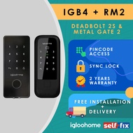 Igloohome Bundle - Rim Lock Metal Gate 2 (RM2) + Deadbolt 2S Metal Grey (IGB4)