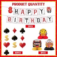 Casino Theme Party Decorations - 15PCS Casino Happy Birthday Banners Poker Birthday Party Decoration