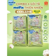 COMBO 4 Packs of Molfix Natural Diaper Pants XXXL 22+6 | For Baby 20-35kg | Super Absorbent, Economi
