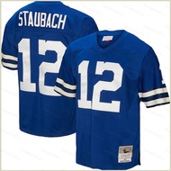 NFL Dallas Cowboy Roger Staubach Mitchell 1971 Royal 12 jersey Short Sleeve Sweatshirt Plus Size
