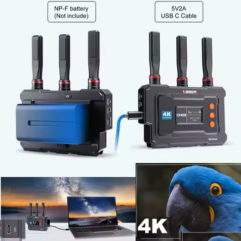 VRRIIS WL096PRO 5G 4K Wireless Audio Video Transmission System 1500Ft 450M UVC HDMI Extender for Cam