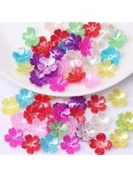 15mm 50/100pcs Cuentas falsas de perlas de colores cálidos con tapa de 5 pétalos y cuenta espaciadora con diseño de flor para hacer joyas, bisutería hecha a mano, pulseras, collares, y decoraciones artesanales con cuentas.