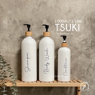 Serbuuuu PAPIER HOME TSUKI 1L 1ml Aesthetic Minimalist Shampoo Soap Bottle Bathroom Bottles Dispense