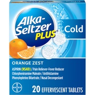 Alka-Seltzer Plus Cold Medicine, Orange Zest Effervescent Tablets with Pain Reliever/Fever Reducer, 