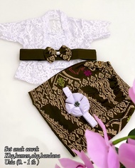 pakaian set anak perempuan bali kebaya brokat kamen songket selendang bando pakaian lengkap set anak