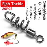 JX-20Pcs Stainless Steel 8 Shape Fishing Snap Hooks Swivel Connector Fish Tackle