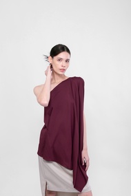 QueenCows เสื้อให้นม Genes One Shoulder (Wine/Off White)