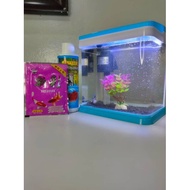 Mini Aquarium set lengkap bersama Lampu LED dan Water Pump