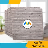 MW Wallpaper Stiker Dinding Bata Kayu Abu 3D Foam 70cm x 70cm Premium Wall Paper Sticker