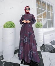Gamis Bkk Silk Motif Bunga Shania / Dress Fashion Muslim
