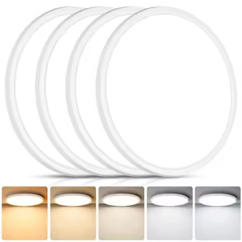 4Pack LED Flush Mount Ceiling Light Fixture 12 Inch 24W Super Slim 0.67 Inch 3200LM Dimmable and 270